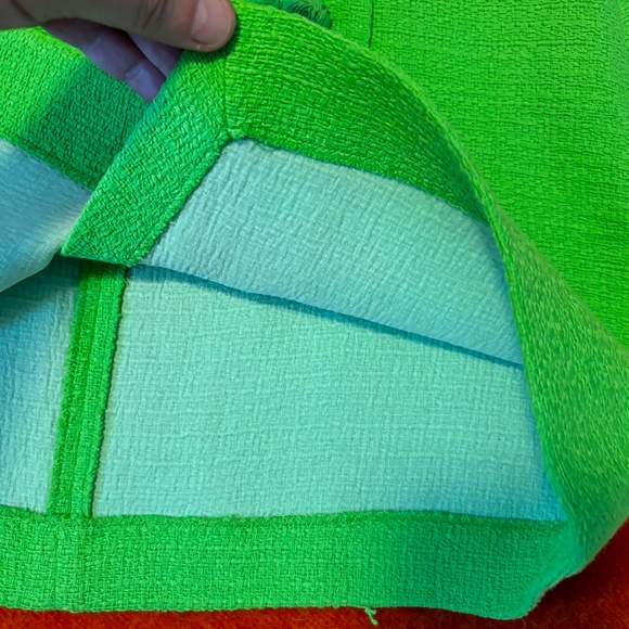 Zara neon green boucle buttoned textured mini skirt NWT - Picture 6 of 11